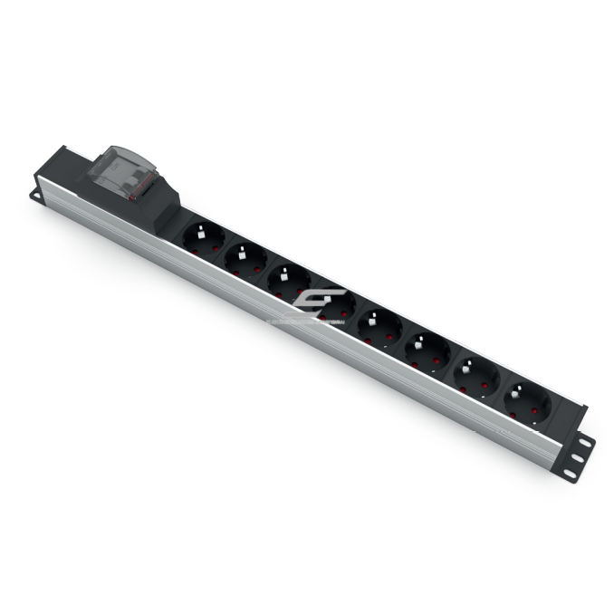 Surface-mounted socket block | 8xschuko | with automatic circuit breaker 2P 16A B | TEM