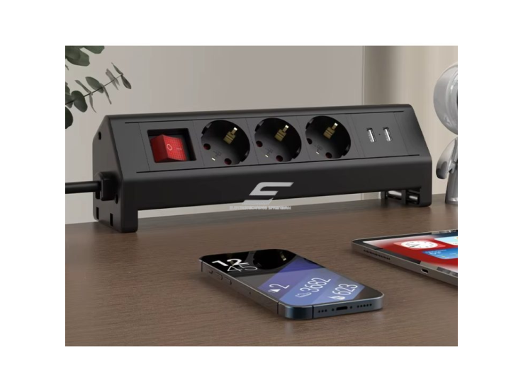 Kištukinių lizdų blokas | tvirtinamas prie stalo | su spaustuvu | 3 lizdai + 2x USB | 230V | 13A | IP44 | 1.8m | juoda 2 Kištukinių lizdų blokas | tvirtinamas prie stalo | su spaustuvu | 3 lizdai + 2x USB | 230V | 13A | IP44 | 1.8m | juoda 2