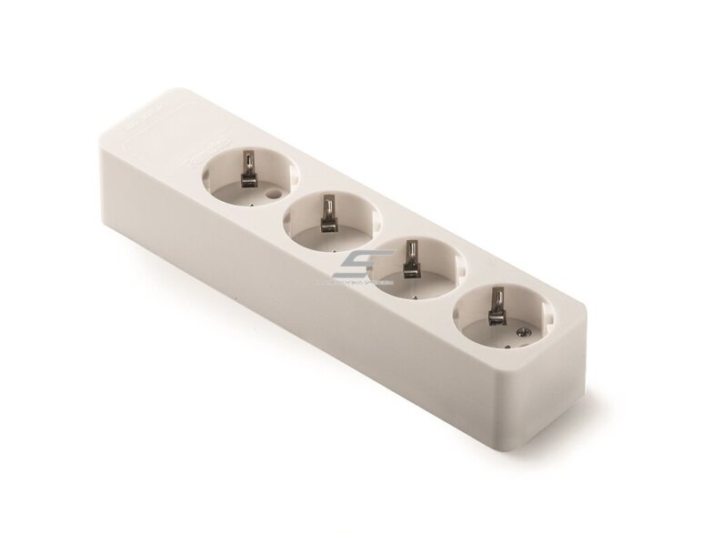 Kištukinis lizdas | 4xSchuko | 16A | 250V | 3680W | su įžeminimu | atsparus UV | baltas | FAMATEL | 2524