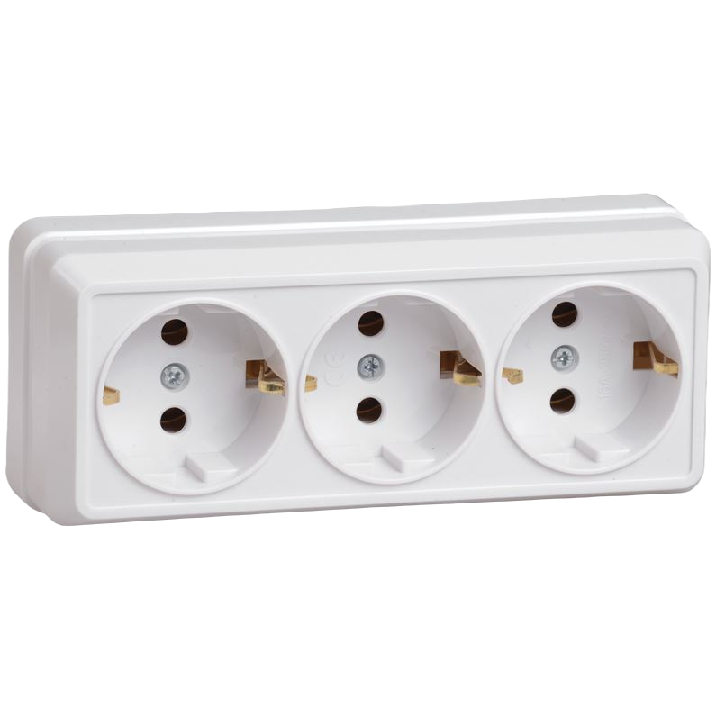 Socket outlet | 3-gang | with earthing | 16A | surface-mounted | IP20 | white | Oktava | ERO31-K01-16-DC | 4606056254723