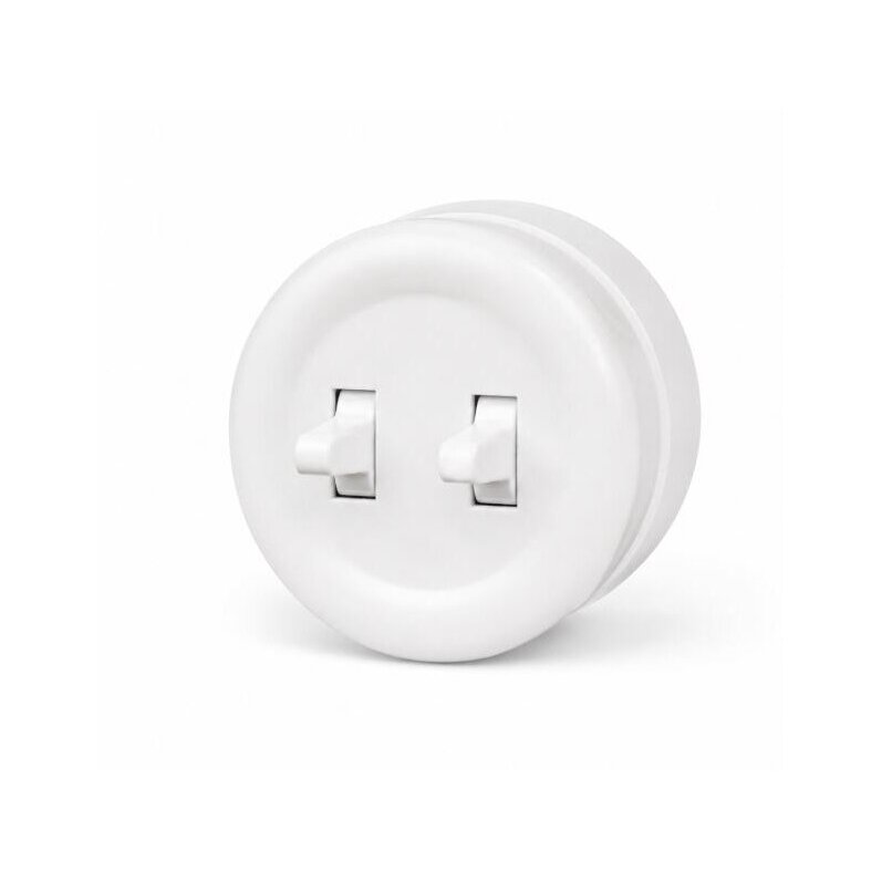 Switch / changeover switch | 2-gang | 10A | 230V | surface-mounted | plastic | retro style | white