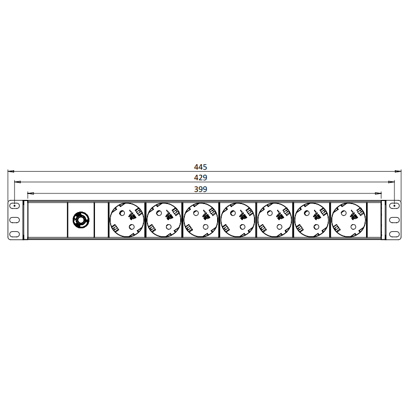 Surface-mounted socket block | 7xschuko | with overload protection and button | TEM 1 Surface-mounted socket block | 7xschuko | with overload protection and button | TEM 1