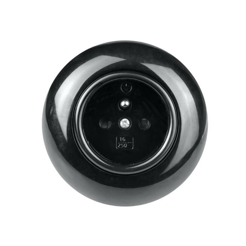 Розетка | 16A | 230V | IP20 | 1 пост | скрытого монтажа | пластиковая | ретро стиль | черная 1