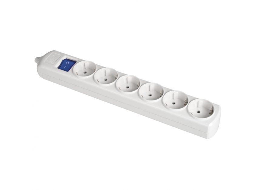 Kištukinis lizdas | 6xSchuko | 16A | 250V | 3680W | su įžeminimu ir jungikliu | atsparus UV | baltas | Solera | 8006IL