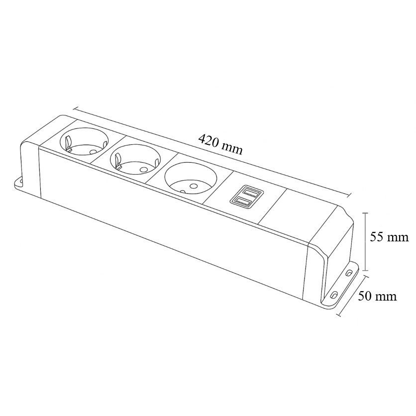 Socket box | surface-mounted | 14 modules | 420x55x50mm | black 2 Socket box | surface-mounted | 14 modules | 420x55x50mm | black 2