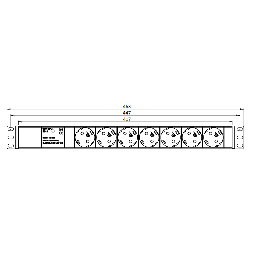 Surface-mounted socket block | 7xschuko | with surge protection | TEM 1