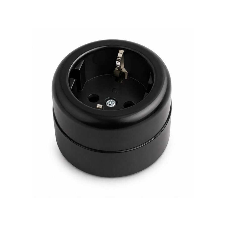 Socket outlet 16A | 230V | 1 gang | surface-mounted | plastic | retro style | black Socket outlet 16A | 230V | 1 gang | surface-mounted | plastic | retro style | black