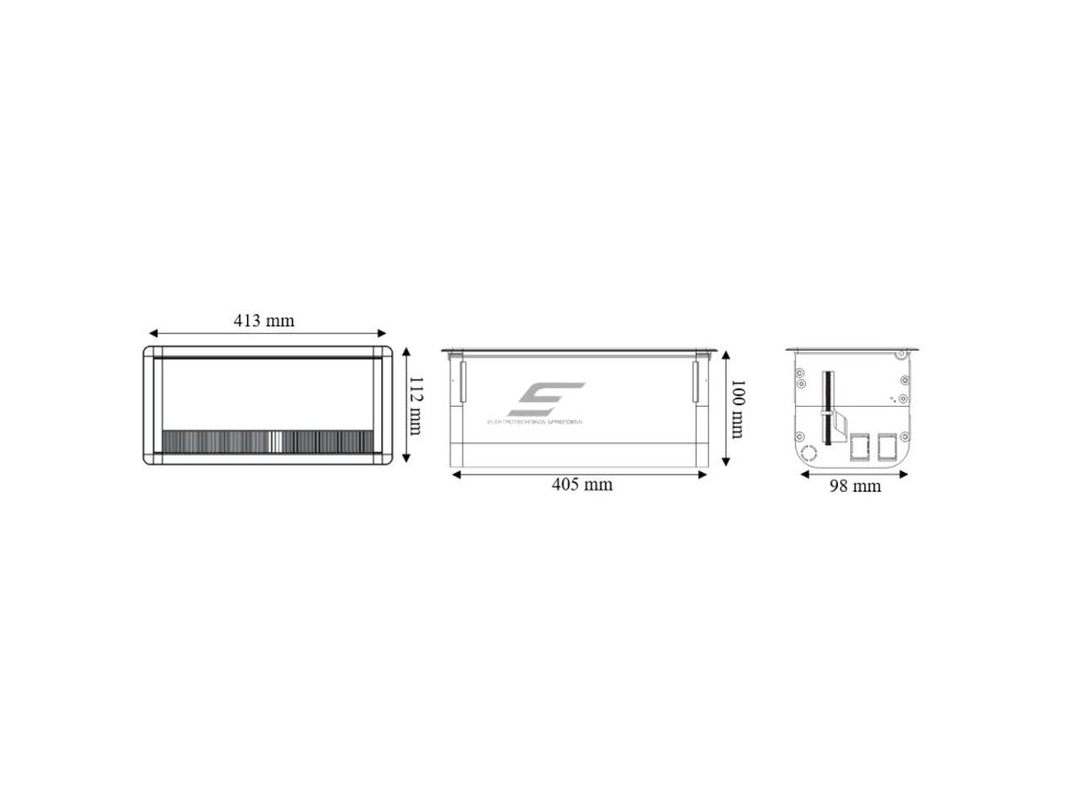 Modulinis kištukinių lizdų | jungčių blokas | dėžutė | montuojamas į baldus | užsidarantis | 16 mod. | 413x112x100mm | baltas | ESP01-16-03 2 Modulinis kištukinių lizdų | jungčių blokas | dėžutė | montuojamas į baldus | užsidarantis | 16 mod. | 413x112x100mm | baltas | ESP01-16-03 2