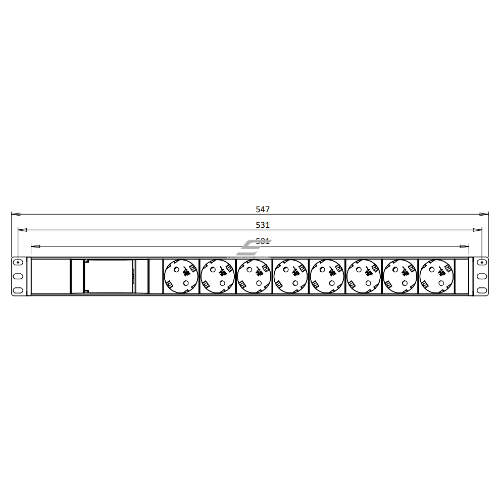 Surface-mounted socket block | 8xschuko | with automatic circuit breaker 2P 16A B | TEM 1 Surface-mounted socket block | 8xschuko | with automatic circuit breaker 2P 16A B | TEM 1