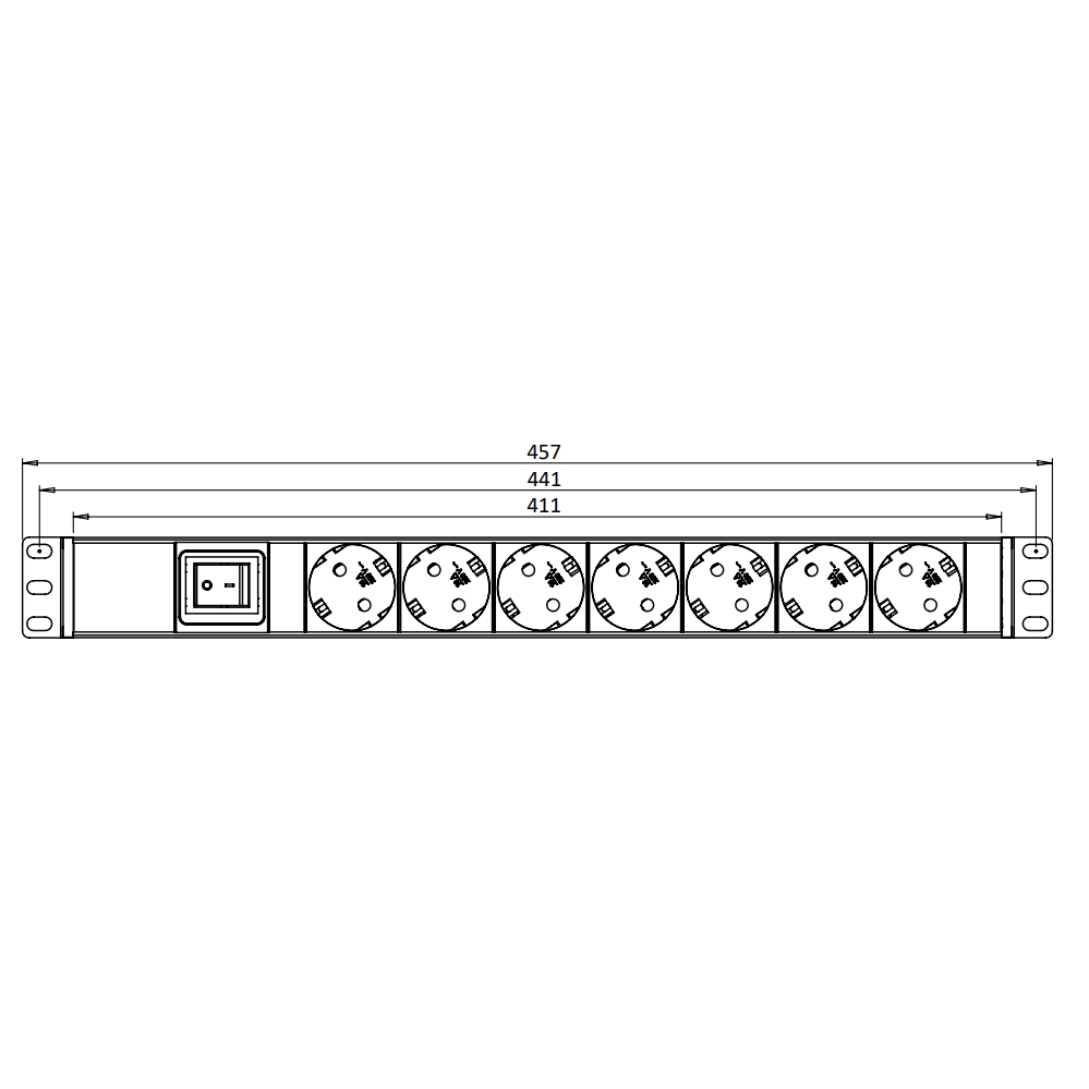 Surface-mounted socket block | 7xSchuko | with switch | TEM 1 Surface-mounted socket block | 7xSchuko | with switch | TEM 1