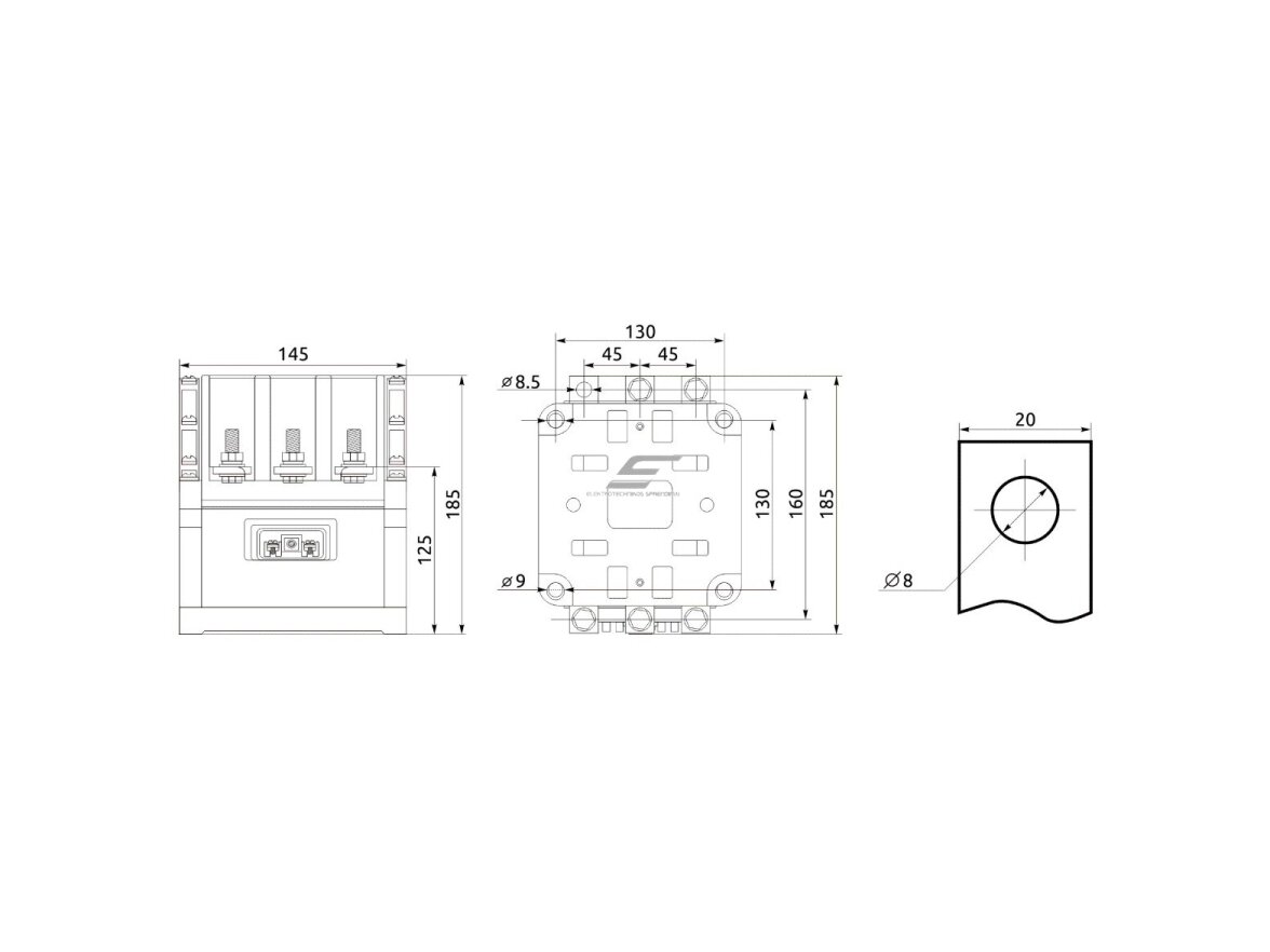 Pramoninis magnetinis kontaktorius | 3P | 160 A (AC-3) | 45 kW/230 V | 4 NO + 2 NC | ritė 110 V AC | IEC/EN 60947-4-1 | Promfactor Baltic FC60160110 1