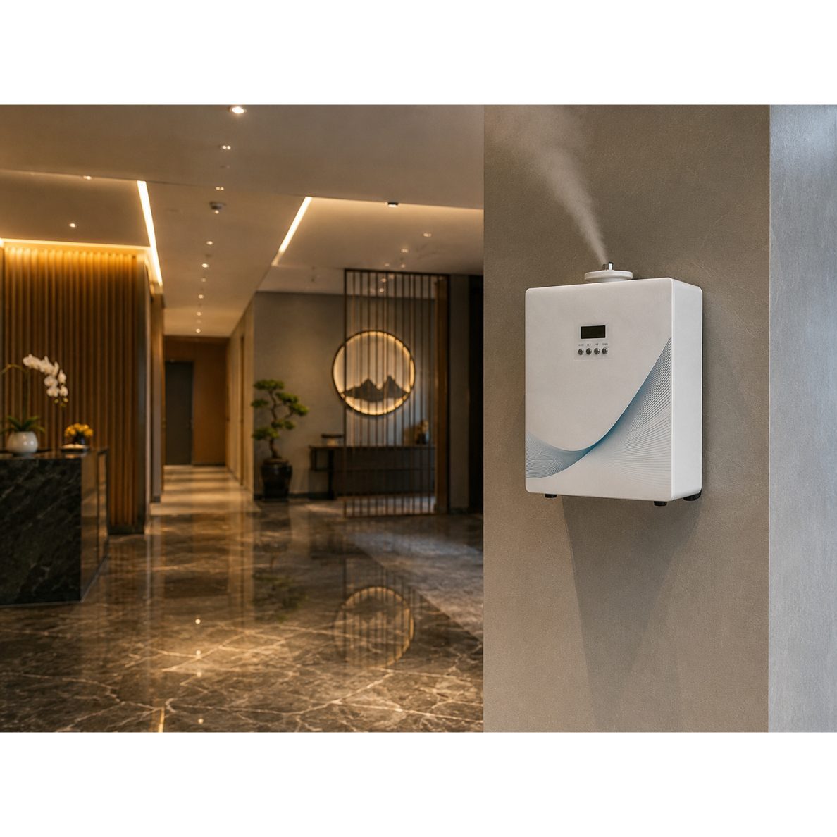 Komerciālais aromāta difuzors | 10W | 500 ml | līdz 1000 m³ | WiFi + programmēšana | HVAC integrācija | 250x115x210 mm | sienas / brīvi stāvošs | balts 3 Komerciālais aromāta difuzors | 10W | 500 ml | līdz 1000 m³ | WiFi + programmēšana | HVAC integrācija | 250x115x210 mm | sienas / brīvi stāvošs | balts 3