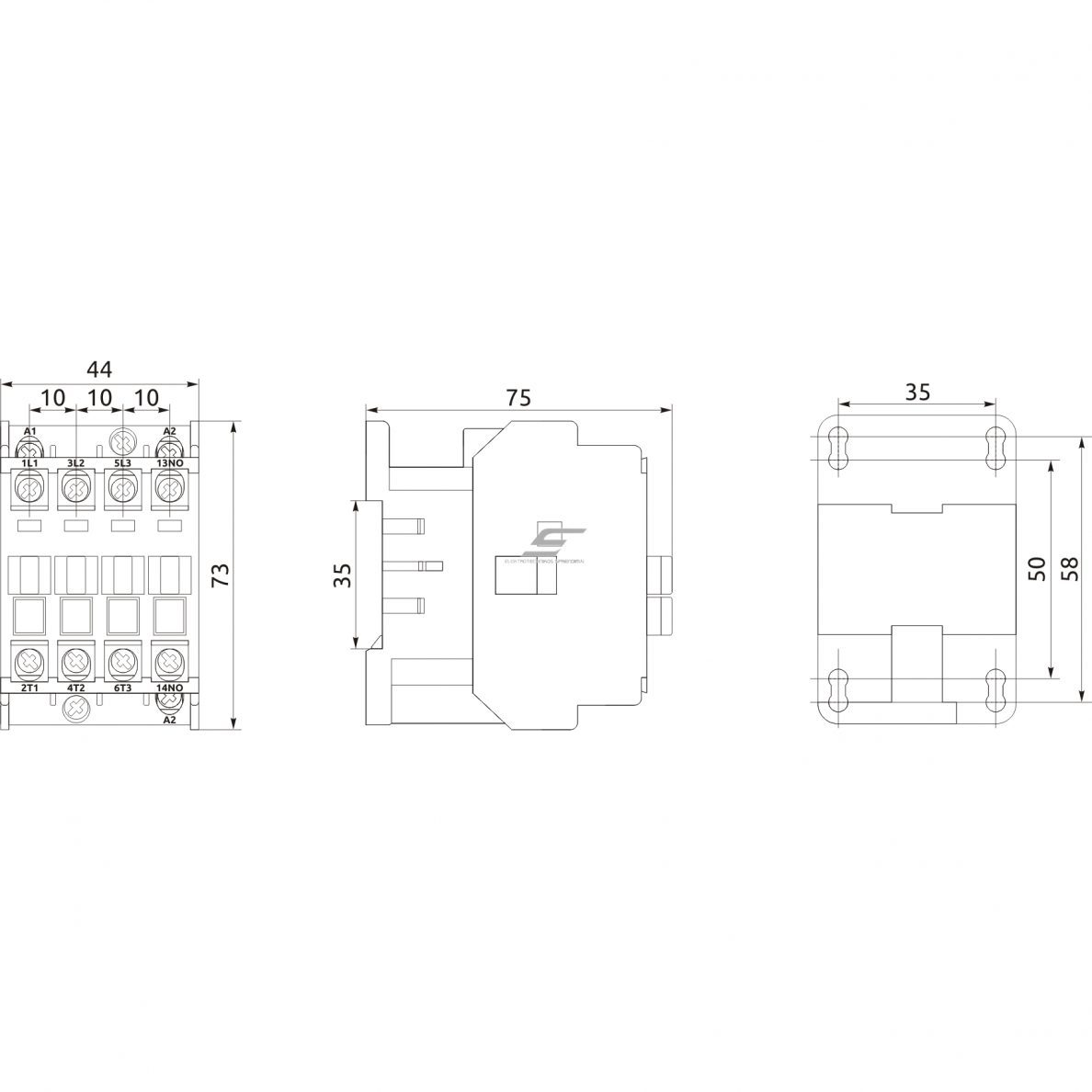 Rūpniecības magnētiskais kontaktors | 3P | 16 A (AC-3) | 4 kW/230 V | 1 NO | spole 36 V AC | IEC/EN 60947-4-1 | Promfactor Baltic FC10016036 2