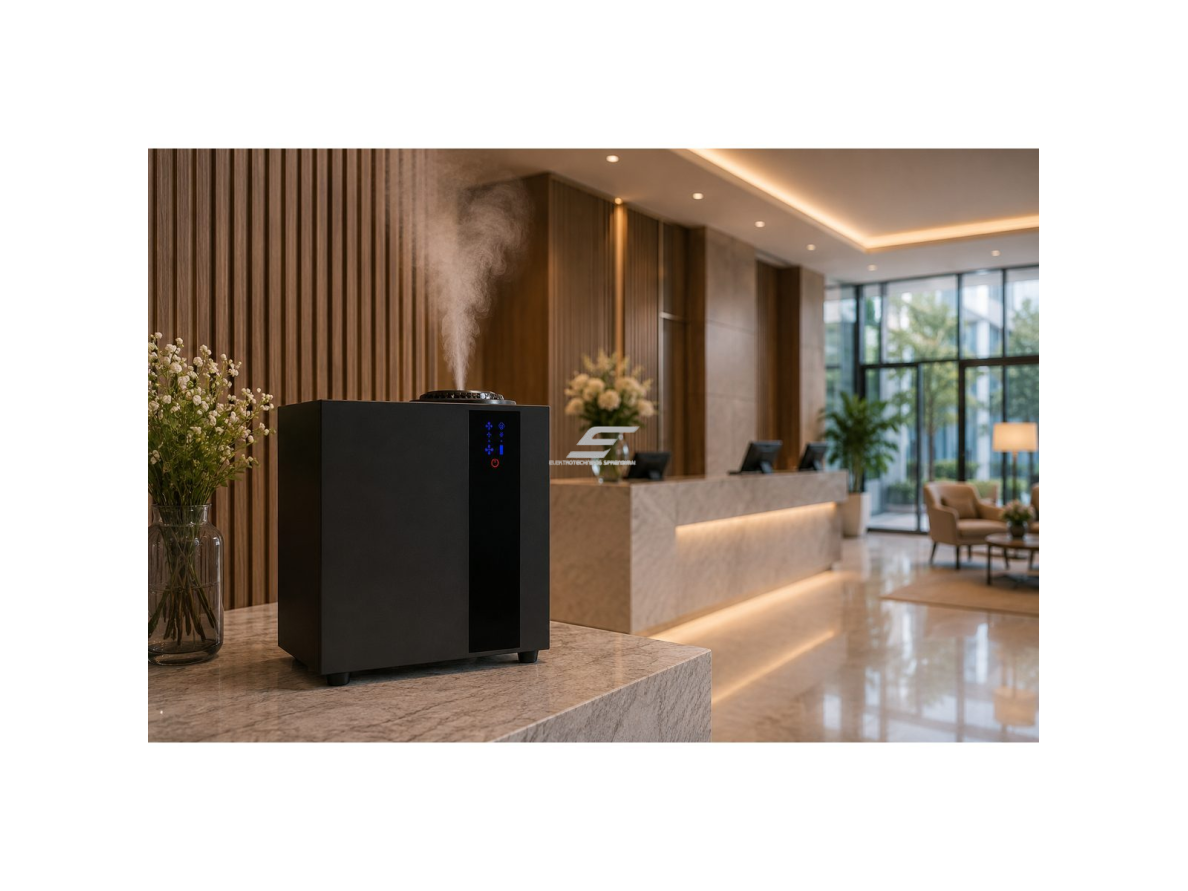 Komercinis aromato difuzorius | 13 W | 800 ml | Wi-Fi ir Bluetooth | HVAC jungtis | pastatomas | 270×140×285 mm | juodas | ES-A5000 3 Komercinis aromato difuzorius | 13 W | 800 ml | Wi-Fi ir Bluetooth | HVAC jungtis | pastatomas | 270×140×285 mm | juodas | ES-A5000 3