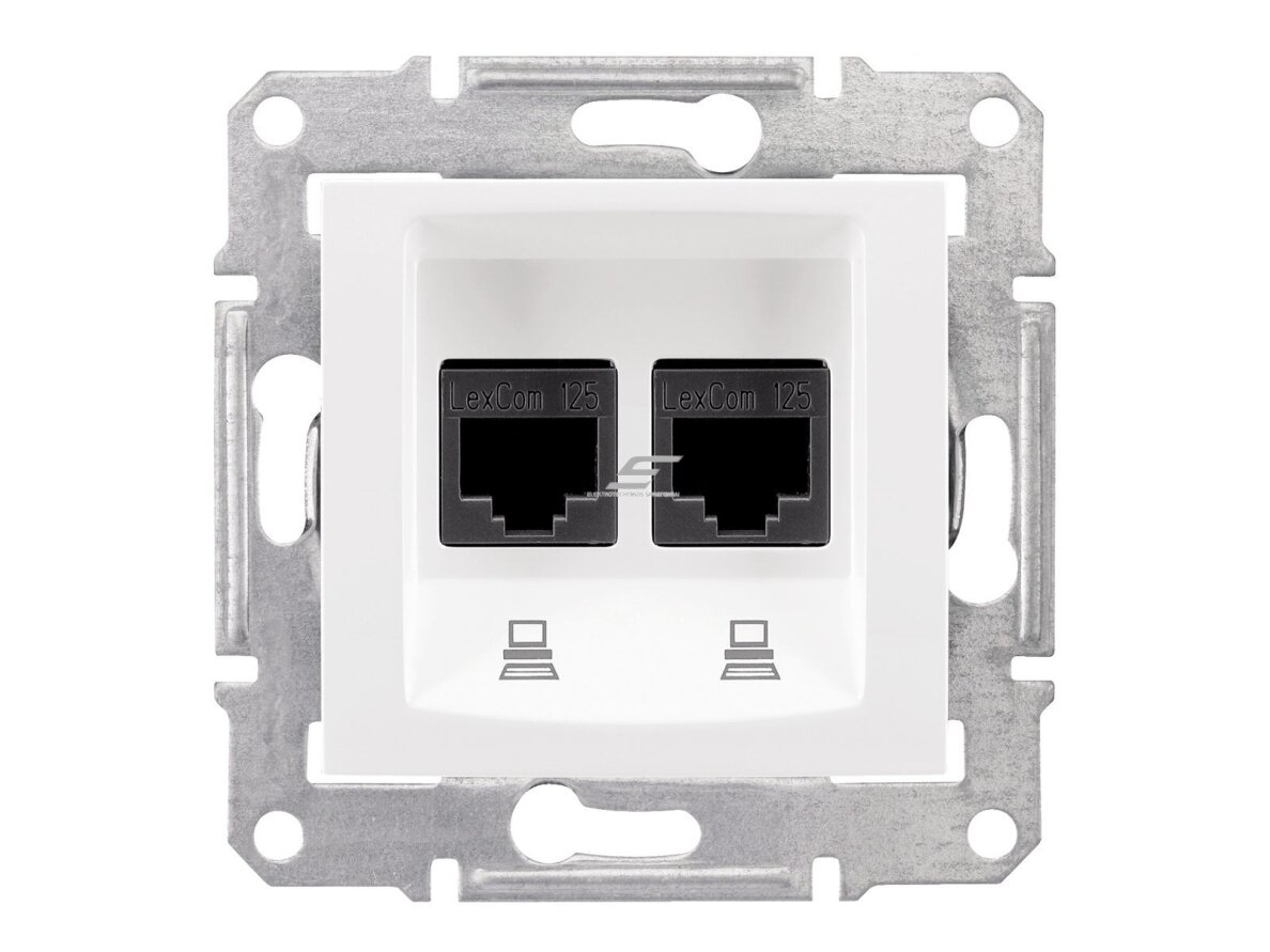 Kompiuterio lizdas | 2 vietų | 2xRJ45 CAT5E UTP | potinkinis | IP20 | baltas | Sedna Design | Schneider Electric | SDD111452