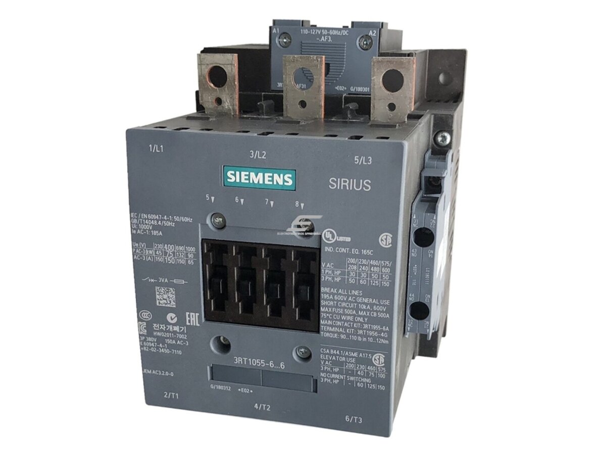 Kontaktorius | 2NA+2NU | 3P | 5,5kW | 12A | 24VDC | SIEMENS | 3RT1055-6AP36
