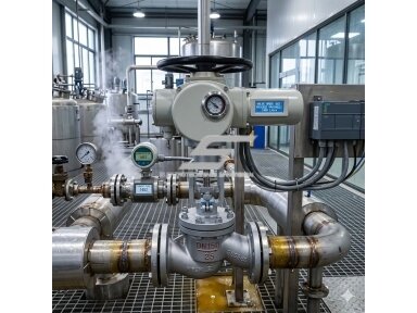 Elektrinis reguliavimo vožtuvas | skysčių srautų valdymui | DN50–DN400 | 2 krypčių | flanšinis | nerūdijantis plienas | daugiasūkis aktuatorius Elektrinis reguliavimo vožtuvas | skysčių srautų valdymui | DN50–DN400 | 2 krypčių | flanšinis | nerūdijantis plienas | daugiasūkis aktuatorius