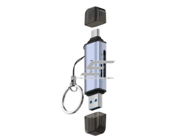 Kortelių skaitytuvas ir adapteris | duomenų perkelėjas | 2in1 | dvigubas SD ir TF skaitymas | USB-A + USB-C | iki 5 Gb/s | CUDY UH200
