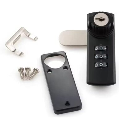 Code lock | lock | with key | 3-digit | for cabinet | for safe | 64.3x20.3mm | black Code lock | lock | with key | 3-digit | for cabinet | for safe | 64.3x20.3mm | black