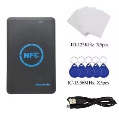 Card | key fob reader with LED indication | with 5 ID 125KHz cards and 5 IC 13.56MHz electronic keys Card | key fob reader with LED indication | with 5 ID 125KHz cards and 5 IC 13.56MHz electronic keys