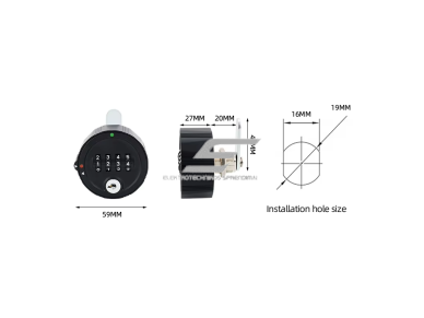 Kodinė mechaninė spyna spintelėms ir seifams | 4 skaitmenų kombinacija | dvigubo saugumo atrakinimas Password + Card | Ø59mm | juoda | cinko lydinys 1 Kodinė mechaninė spyna spintelėms ir seifams | 4 skaitmenų kombinacija | dvigubo saugumo atrakinimas Password + Card | Ø59mm | juoda | cinko lydinys 1