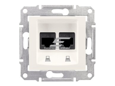 Kompiuterio lizdas | 2 vietų | 2xRJ45 CAT5E UTP | potinkinis | IP20 | kreminis | Sedna Design | Schneider Electric | SDD112452