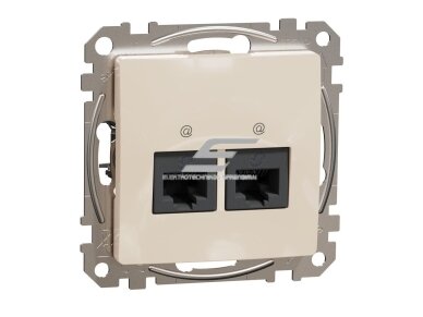 Kompiuterio lizdas | 2 vietų | 2xRJ45 CAT5E UTP | potinkinis | IP20 | kreminis | Sedna Design | Schneider Electric | SDD112452