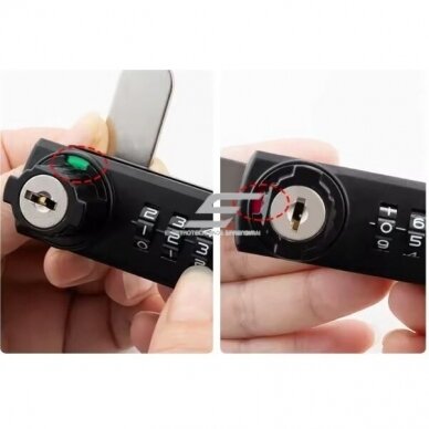 Kodu slēdzis | slēdzene | ar atslēgu | 3 cipari | skapim | seifam | 64,3×20,3mm | melns 2 Kodu slēdzis | slēdzene | ar atslēgu | 3 cipari | skapim | seifam | 64,3×20,3mm | melns 2