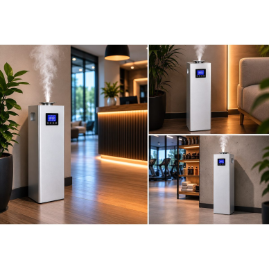 Komercyjny dyfuzor zapachowy | 24W | 1000 ml | do 2000 m³ | sterowanie APP + Bluetooth | wolnostojący | technologia bezwodna | 150x150x545 mm | srebrny 3