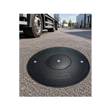 Composite sewer manhole / technical access cover | hatch | Ø900mm | C250 | two-part cover | SMC | black 4 Composite sewer manhole / technical access cover | hatch | Ø900mm | C250 | two-part cover | SMC | black 4