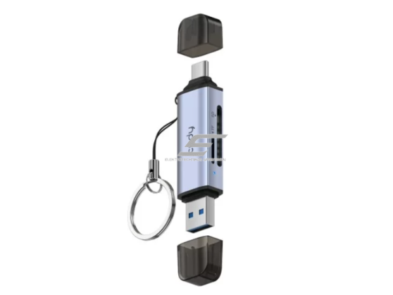 Kortelių skaitytuvas ir adapteris | duomenų perkelėjas | 2in1 | dvigubas SD ir TF skaitymas | USB-A + USB-C | iki 5 Gb/s | CUDY UH200