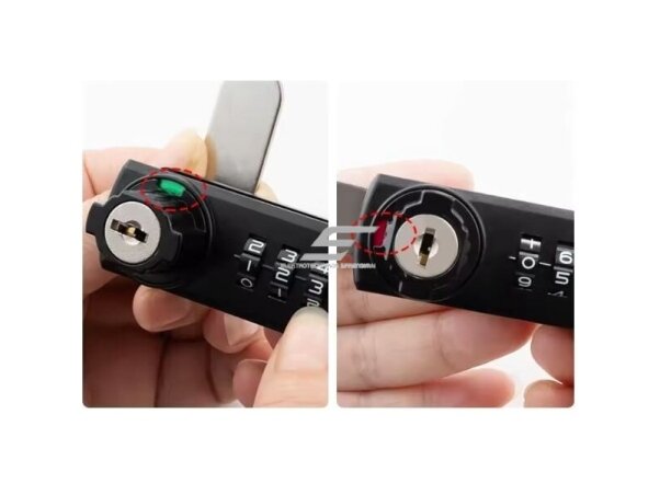Kodinė spyna | užraktas | su raktu | 3 skaitmenų | spintelei | seifui | 64,3x20,3mm | juoda | plastikinė 2