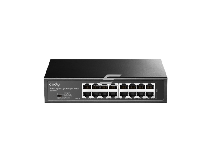 Gigabit Ethernet komutatorius 16 portų | 32 Gbps | 23.808 Mpps | konfiguruojamas | VLAN / Extend režimai | metalinis korpusas