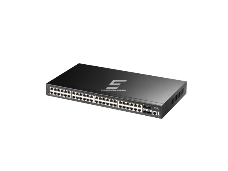 Komutatorius 48 portai | spartus duomenų perdavimas | 48×1G RJ45 + 4×10G SFP+ | 176Gbps | 131 Mpps | 10/1000/2500Mbps | metalinis korpusas