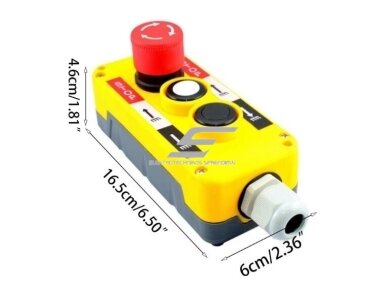 Kranų valdymo pultas | su 2 mygtukais ir pasukamu STOP mygtuku | 5A | 440V | IP65 3 Kranų valdymo pultas | su 2 mygtukais ir pasukamu STOP mygtuku | 5A | 440V | IP65 3
