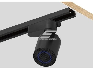Kryptinė garso kolonėlė | 3 laidų bėgeliui | su Bluetooth | 10W | 85-265VDC | Ø65x75mm | juoda 3