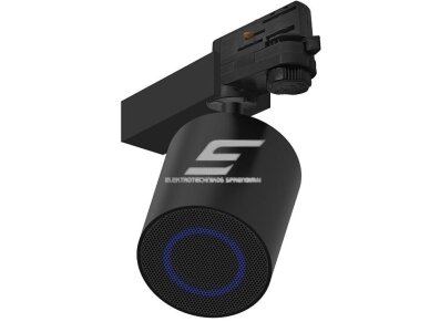 Kryptinė garso kolonėlė | 4 laidų bėgeliui | su Bluetooth | 10W | 85-265VDC | Ø65x75mm | juoda