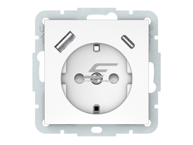 Kištukinis lizdas | 1 vietos | su įžeminimu | su USB-A ir USB-C lizdais | 16A | potinkinis | IP20 | baltas | Vilma | QR1000 | RP16-002-22/USB-C/USB-A | 4779101005271