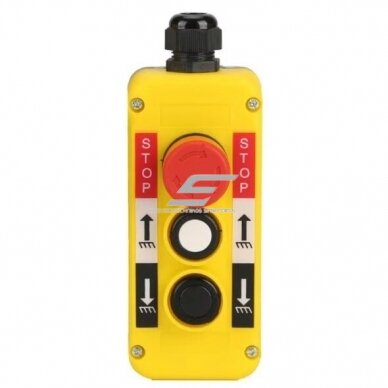 Crane control panel | with 2 buttons and a rotary STOP button | 5A | 440V | IP65 1 Crane control panel | with 2 buttons and a rotary STOP button | 5A | 440V | IP65 1
