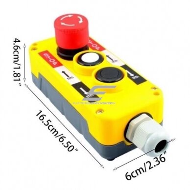 Crane control panel | with 2 buttons and a rotary STOP button | 5A | 440V | IP65 3