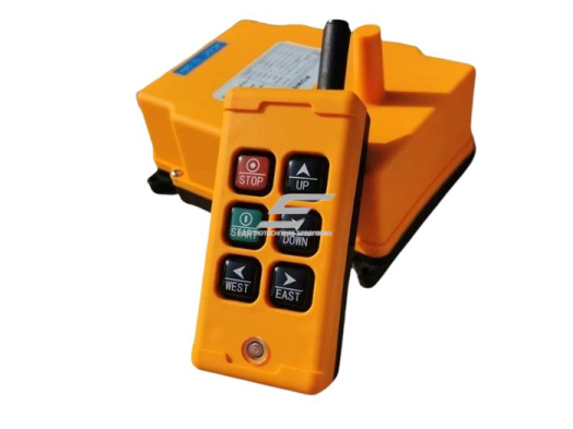 Belaidis kranų valdymo pultas | 4 mygtukai + START/STOP | 1 greitis | 12–24 V AC/DC | IP65 | ESF24-6SHS-6