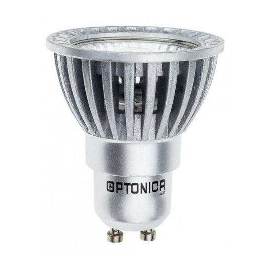 Направленная LED лампа GU10 Optonica SP4-A2 | воронкообразной формы | 4 W | 4500K | 320 lm | 50° | диммируемая | 50 × 55 mm | серебристая | IP20