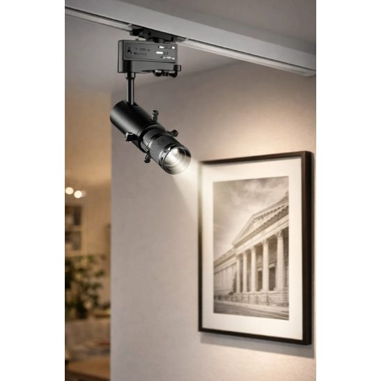 Reflektor LED do systemu szynowego z regulowanym fokusem | 10W | 1800 lm | 15–60° | CRI≥95 | ściemnialny | czarny 3 Reflektor LED do systemu szynowego z regulowanym fokusem | 10W | 1800 lm | 15–60° | CRI≥95 | ściemnialny | czarny 3