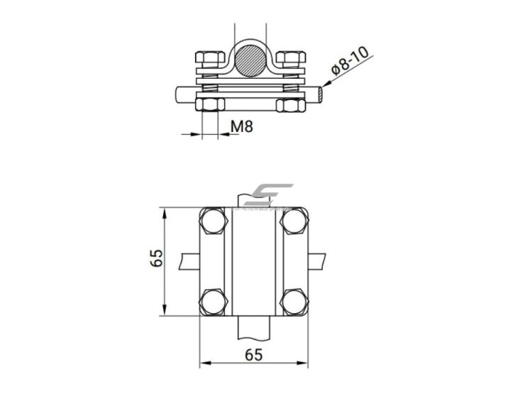 Kryžminė jungtis sujungti 17,2mm elektrodą su juosta iki 40mm pločio ir 8-10mm viela | MJV845 2 Kryžminė jungtis sujungti 17,2mm elektrodą su juosta iki 40mm pločio ir 8-10mm viela | MJV845 2