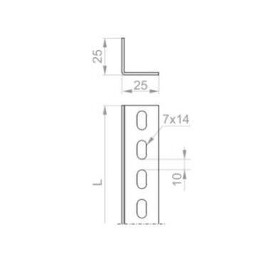 Perforēts leņķis | loksnes biezums | 1,5mm | 25x25 | L-2m | 620220 KTP25H25/2