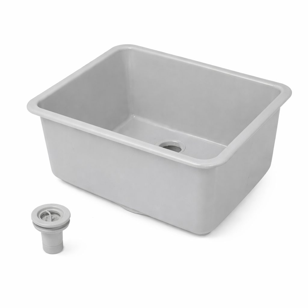 Laboratory PP sink | resistant to chemicals | 55×45 cm | seamless construction | with siphon | grey Laboratory PP sink | resistant to chemicals | 55×45 cm | seamless construction | with siphon | grey