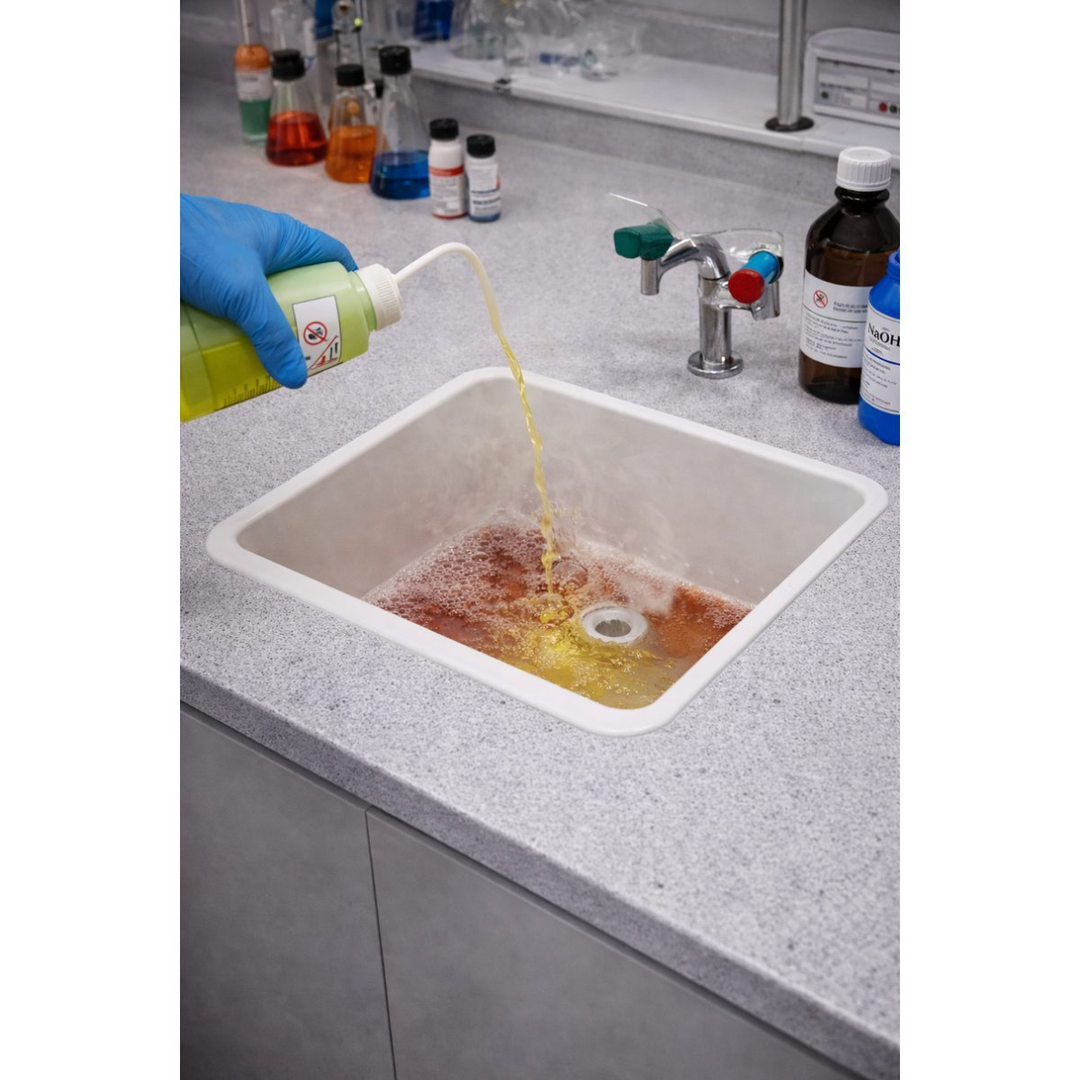 Laboratory PP sink | chemical-resistant | 55×45 cm | one-piece construction | with siphon | white 2 Laboratory PP sink | chemical-resistant | 55×45 cm | one-piece construction | with siphon | white 2