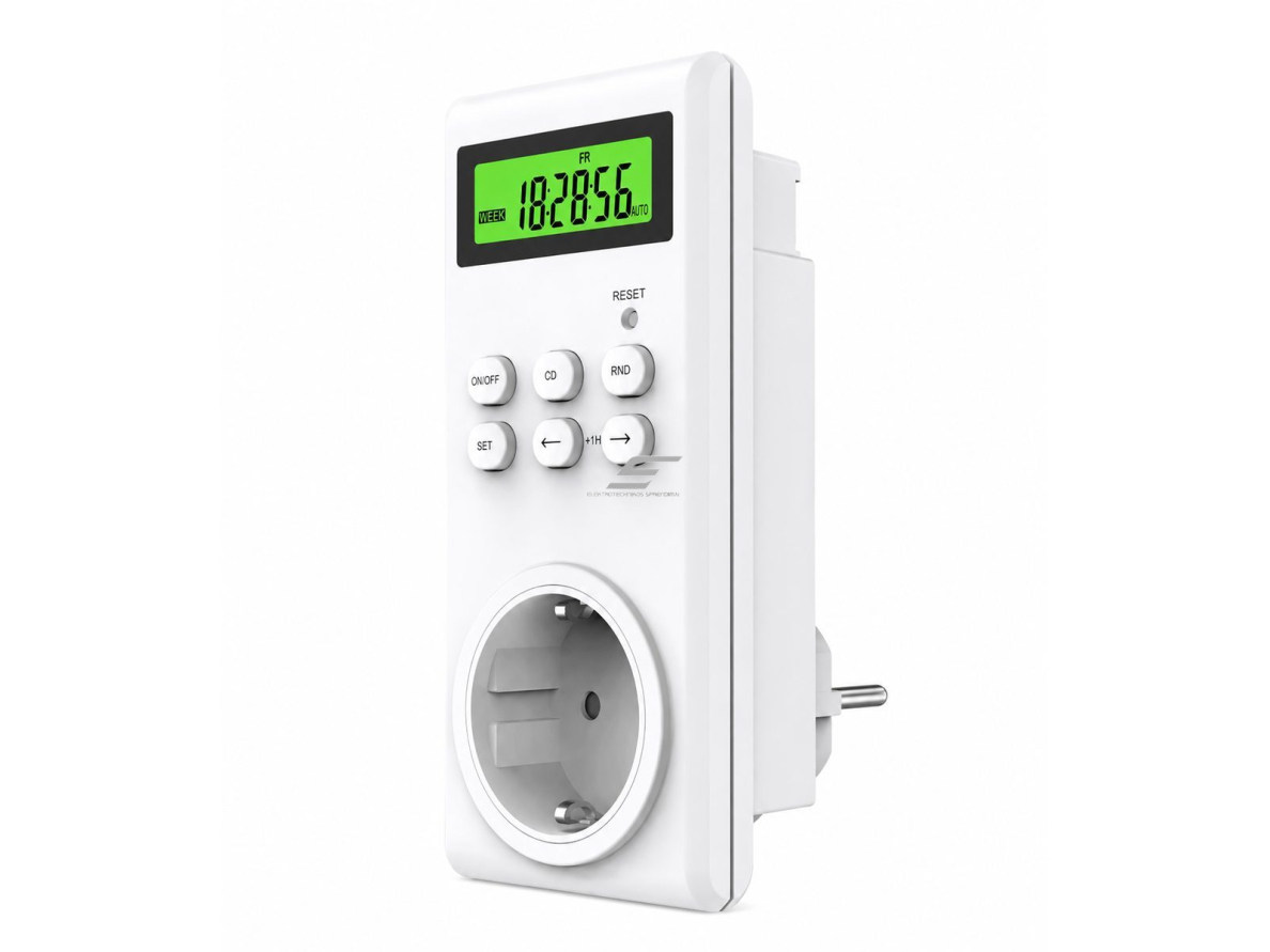 Savaitinis programuojamas elektroninis laikmatis į rozetę | 7x24 val. | 230V | 16A | 20 programų | atsitiktinio įjungimo funkcija | atgalinis skaičiavimas