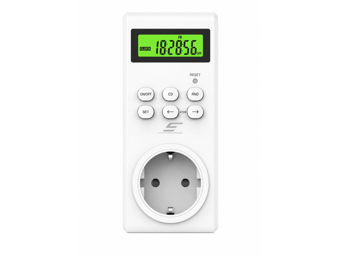 Savaitinis programuojamas elektroninis laikmatis į rozetę | 7x24 val. | 230V | 16A | 20 programų | atsitiktinio įjungimo funkcija | atgalinis skaičiavimas 1