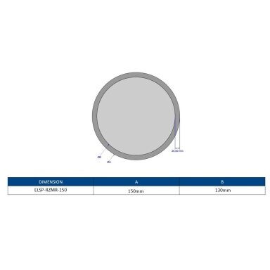 Mirror | 3x magnification | with sandblasted edge | round | 150mm Mirror | 3x magnification | with sandblasted edge | round | 150mm